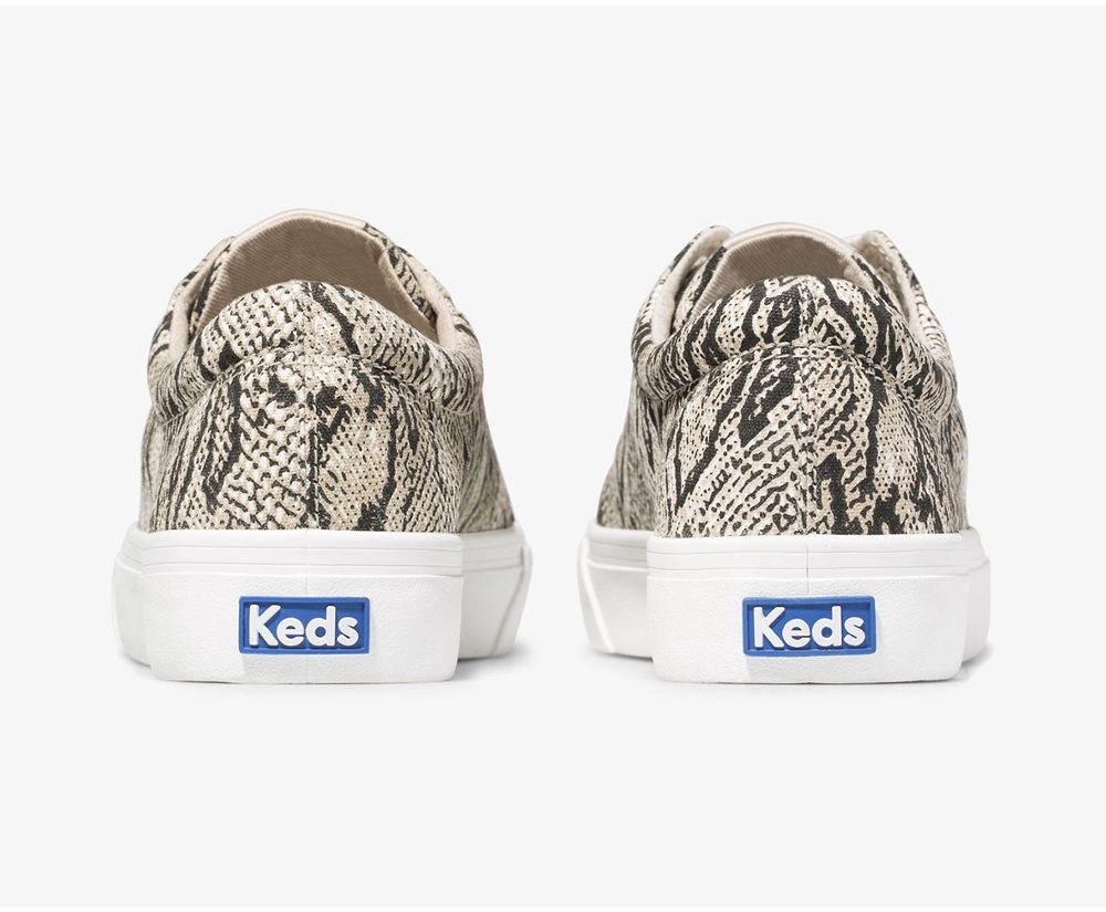 Basket Keds Femme Blanche/Noir - Jump Kick Snake - 173-UNSJAO